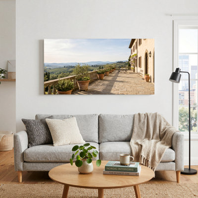 Ensemble de 1 tableau sur toile représentant une villa toscane
