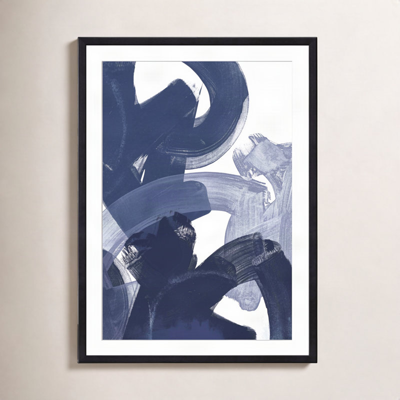 Blue on Blue I Painting by June Erica Vess, Black, 12"H x 12"W