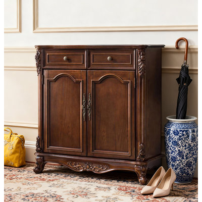 Armoire à chaussures en bois massif de style américain pour entrée de maison