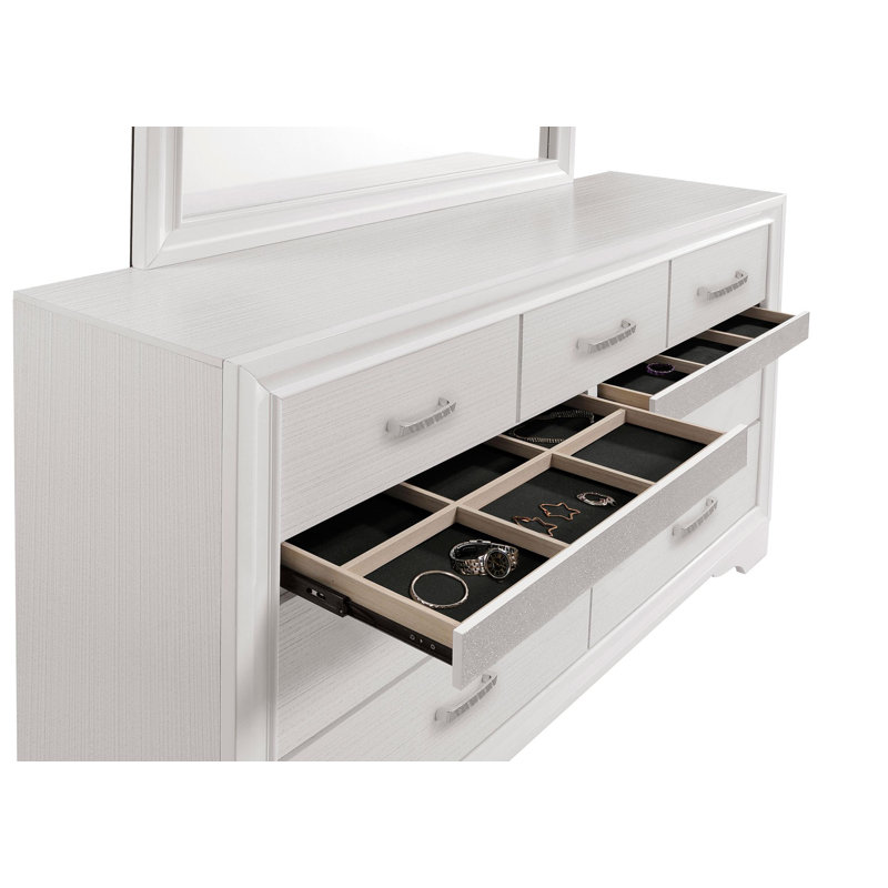 Maddielynn 4-piece Full Bedroom Set White, White, Full / Double, 4 Pcs: Bed, Nightstand, Dresser, Mirror