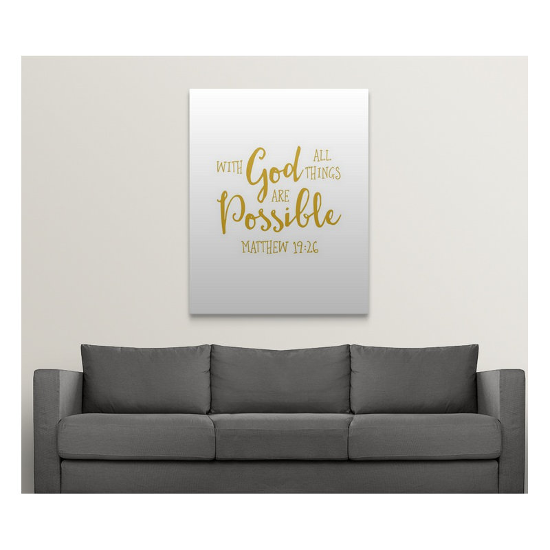 « matthew 19:26-scripture art », art textuel, Toile, H 14 po x l 11 po x P 1,25 po