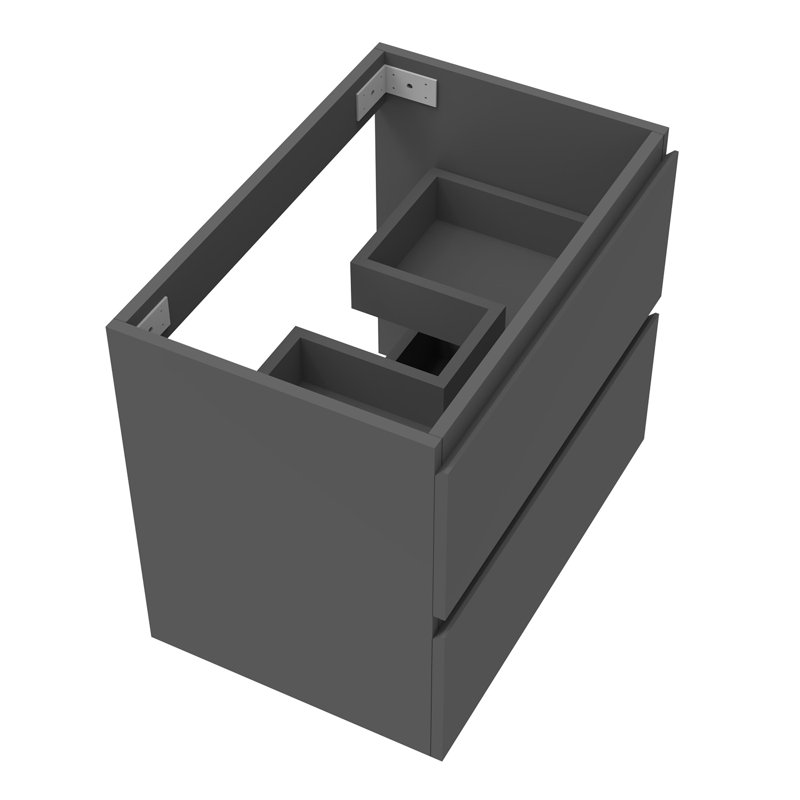 Glossy Vanity Unit,Wall Mounted,Detachable,Soft Close,Two-Drawer+Basin, Grey