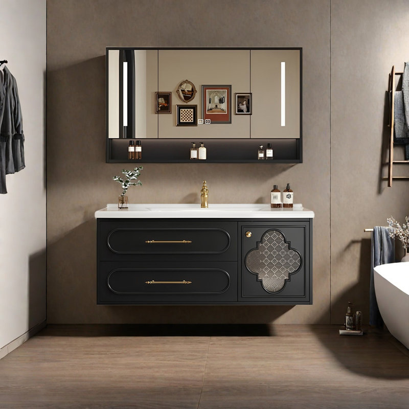 Armoire de salle de bain élégante de style rétro français, H 20,86 po x l 47,63 po x P 19,68 po
