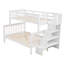 Lit superposé simple au-dessus d'un lit double avec escalier avec rangement et garde-corps pour la chambre à coucher, couleur blanche