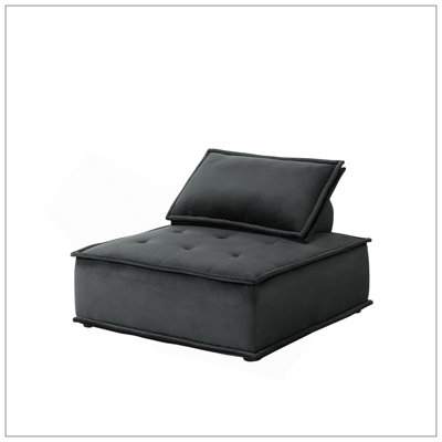 Canapé et causeuse en velours noir 120 po Anna