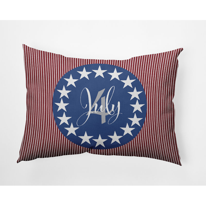 Coussin décoratif juillet quatre, Bleu marine nautique géométrique