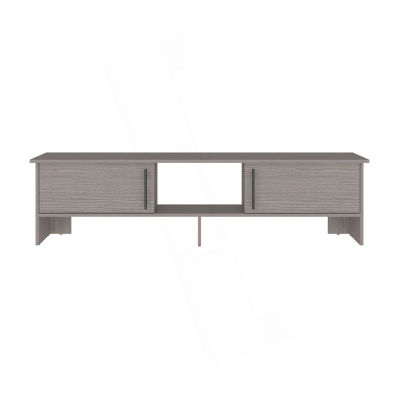 Meuble télé 65 po - Console télé moderne avec tablettes de rangement ouvertes, Gris
