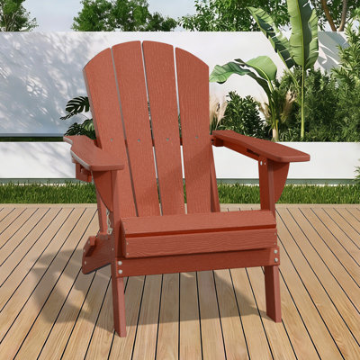 Chaise Adirondack surdimensionnée pliable toutes saisons avec porte-gobelet 