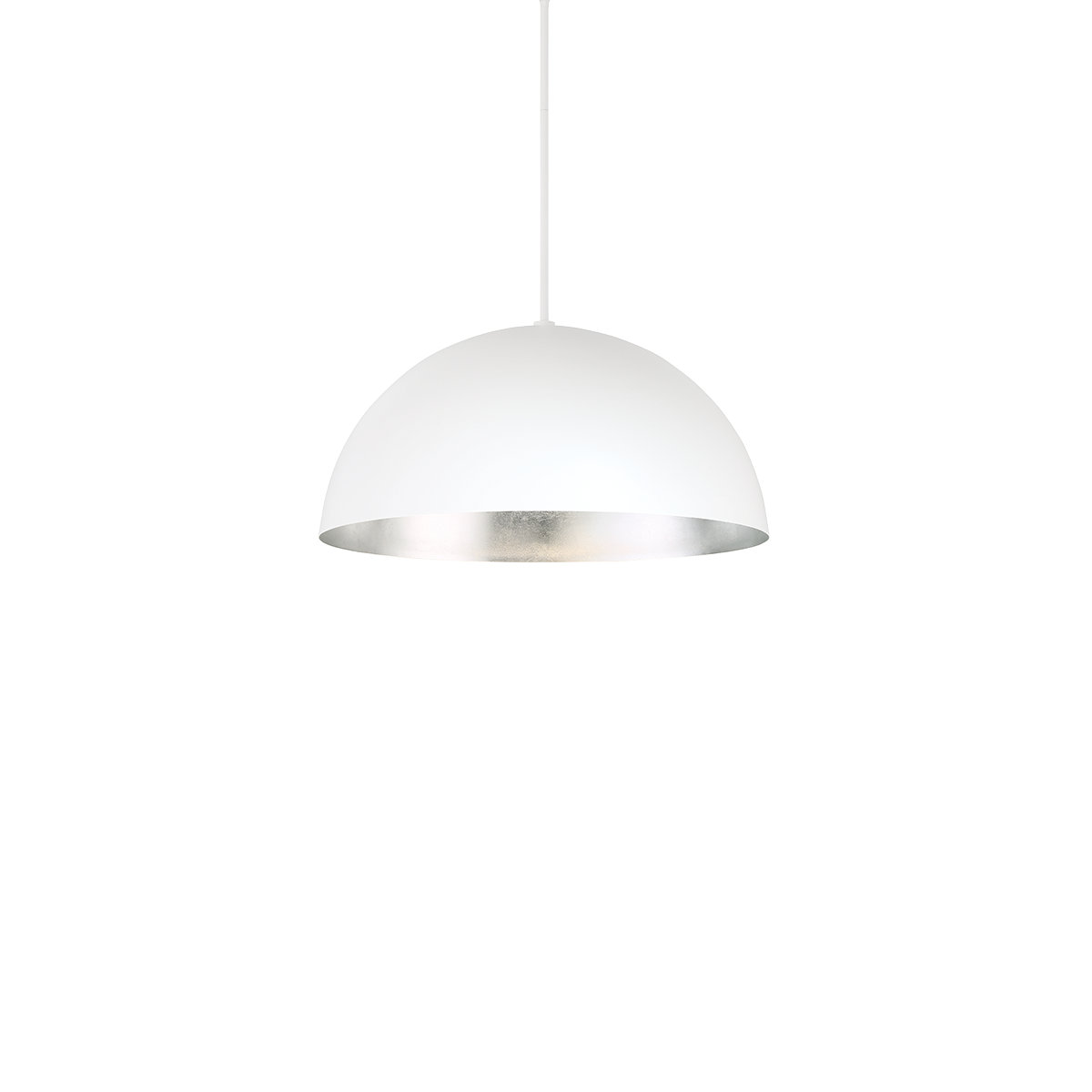 Yolo Single Light Metal Dimmable LED Pendant, Silver, 12.125" H x 23.63" W x 23.63" D