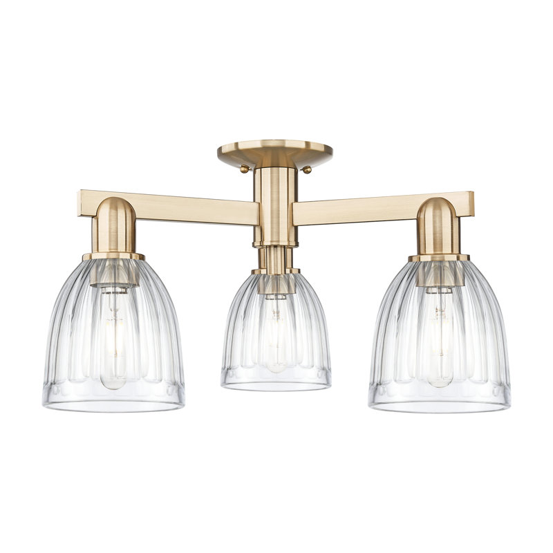 Arcadia - Cozine - 3 Light Semi-Flush Mount, Champagne Bronze