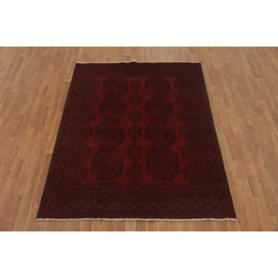Tribal Red Oriental Afghan Rug 5x6