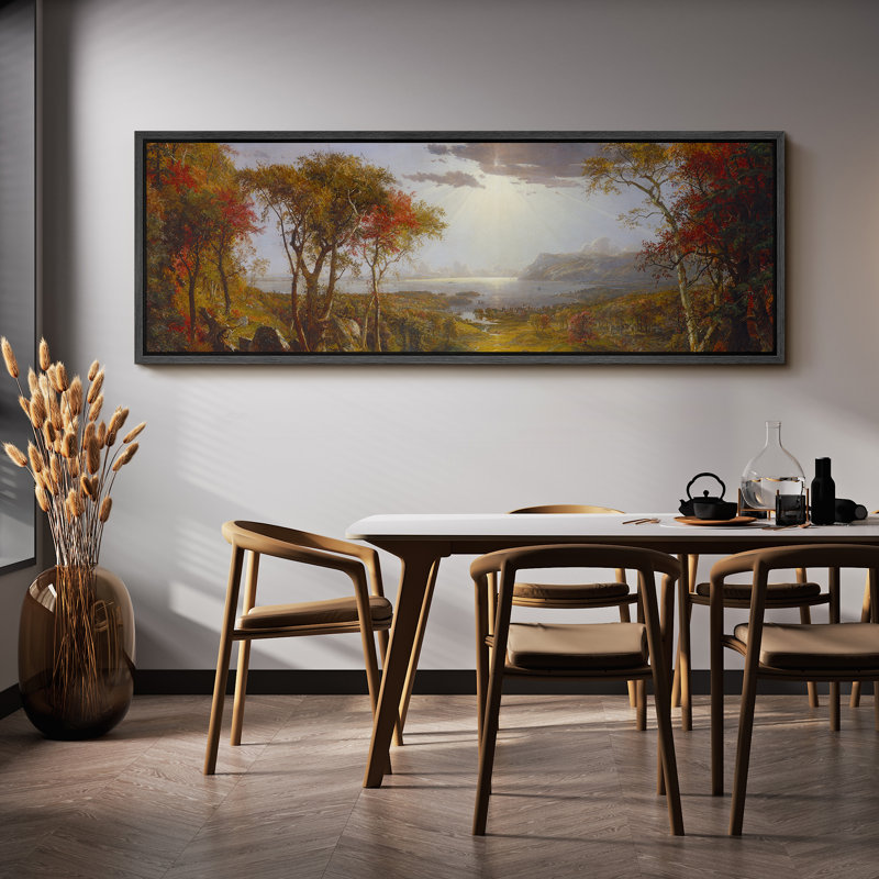 «Autumnal Serenity Landscape Sunset Over Wilderness», reproduction encadrée, H 20 po x l 60 po x P 1,5 po, Naturel
