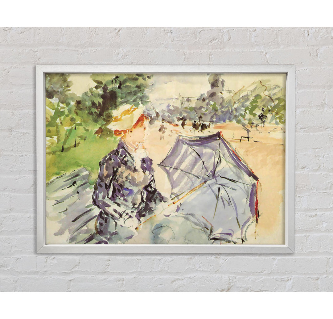 Frau mit Sonnenschirm im Park von Morisot - Einzelbildrahmen Kunstdrucke auf Leinwand