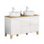 Meuble-lavabo double 47 po avec plateau en bois massif et tiroirs à fermeture en douceur Valmont