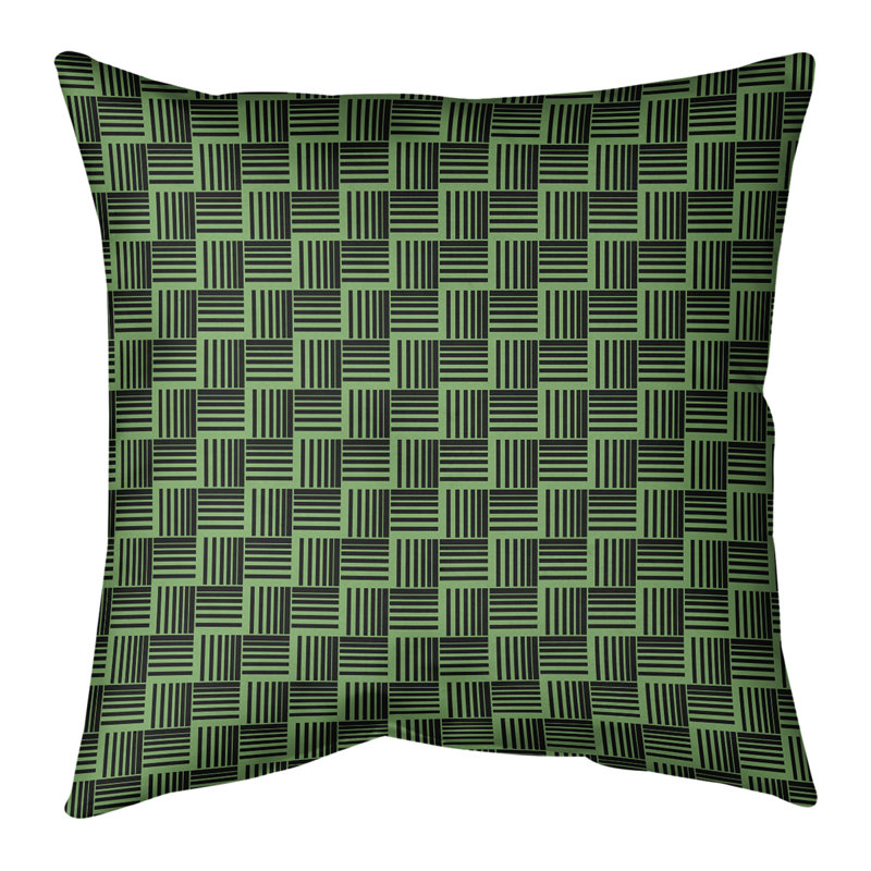 Rayures tressées Coussin décoratif, H 20 po x l 20 po, Duvet synthétique, Vert