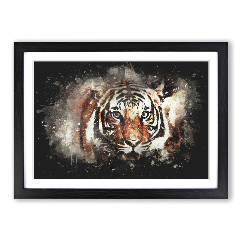 Tiger - Picture Frame Graphic Art Print, 62cm H x 87cm W x 2cm D, Black Framed