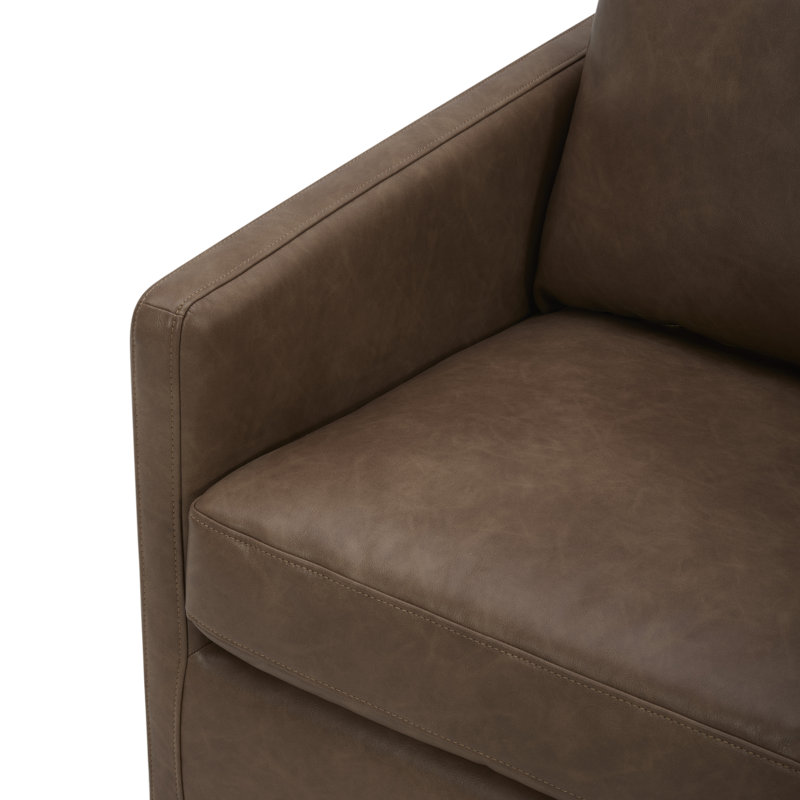 Fauteuil pivotant large Assiatou, Similicuir brun Assiatou