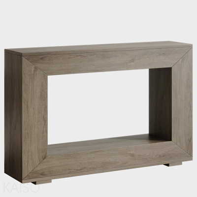 47" Farmhouse Console Table, Open Shelf for Living Room - Grey Wood Grain