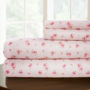 Mooreeke Floral King Bed Sheets, Soft Microfiber Flower Leaf Printed Bedding Sheets & Pillowcases, Deep Pocket Non-Slip Fitted King Patterned