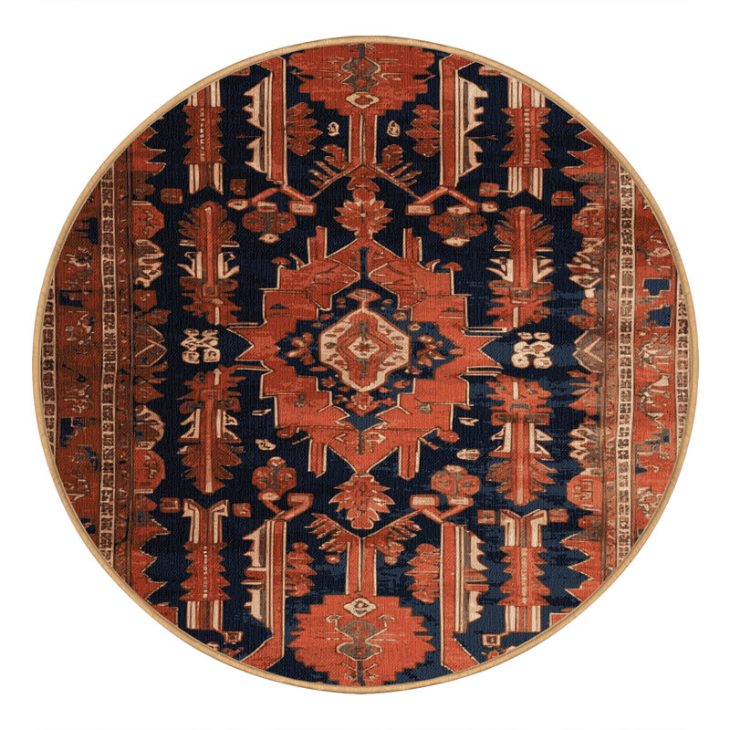 Tapis brun lavable à la machine, Rond 5 pi