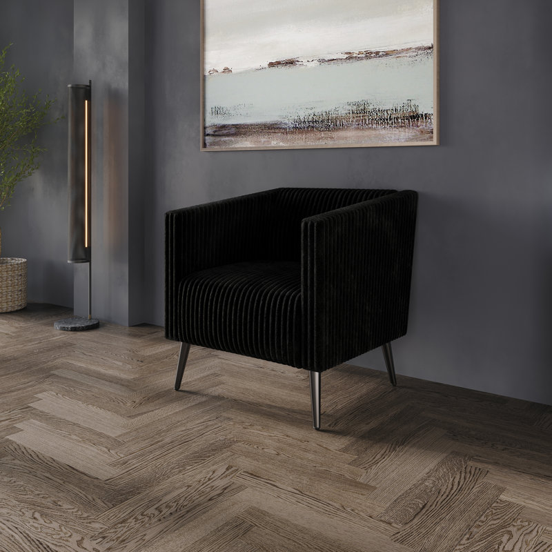 Fauteuil en velours de 30,31 po Schermick, Velours noir