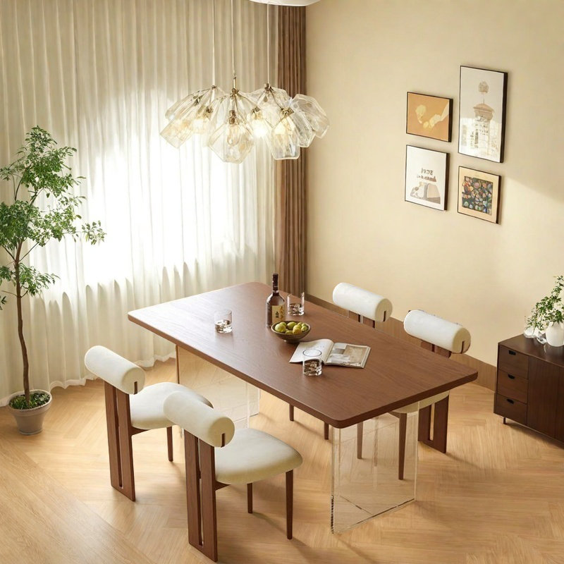 Durable Simple Acrylic Dining Table Sets., 29.53"H x 62.99"L x 31.5"W