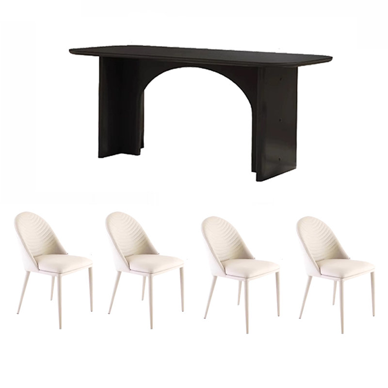 Combinaison table et chaises de style crème, Noir