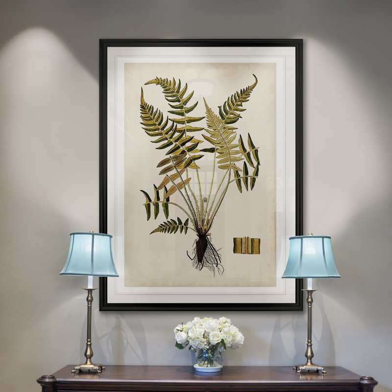 « palm botanique iv »-impression sur toile, H 22,5 po x l 30,5 po x P 1,5 po, Cadre noir