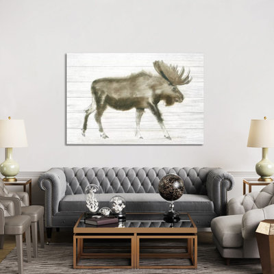 Dark Moose on Wood Crop by James Wiens - 1 Piece Wrapped Canvas Painting