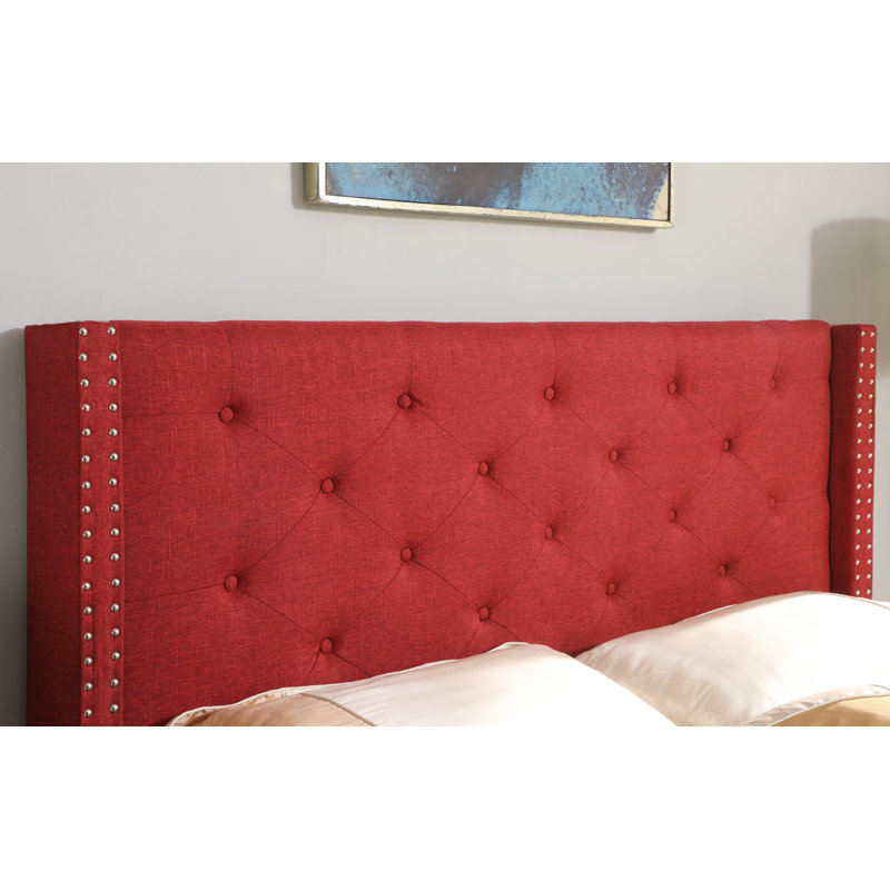 Lit plateforme bas capitonné Acklin, Double, Bourgogne