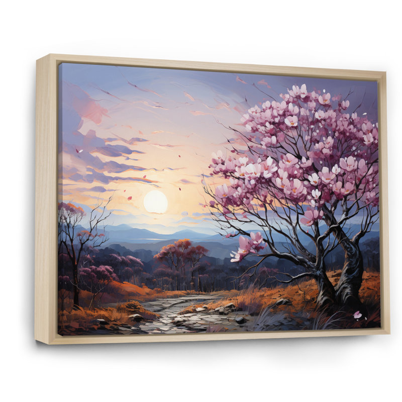 " Pink Grey Magnolias Magnolia Meadow ", Cadre naturel flottant, 34" H x 44" W