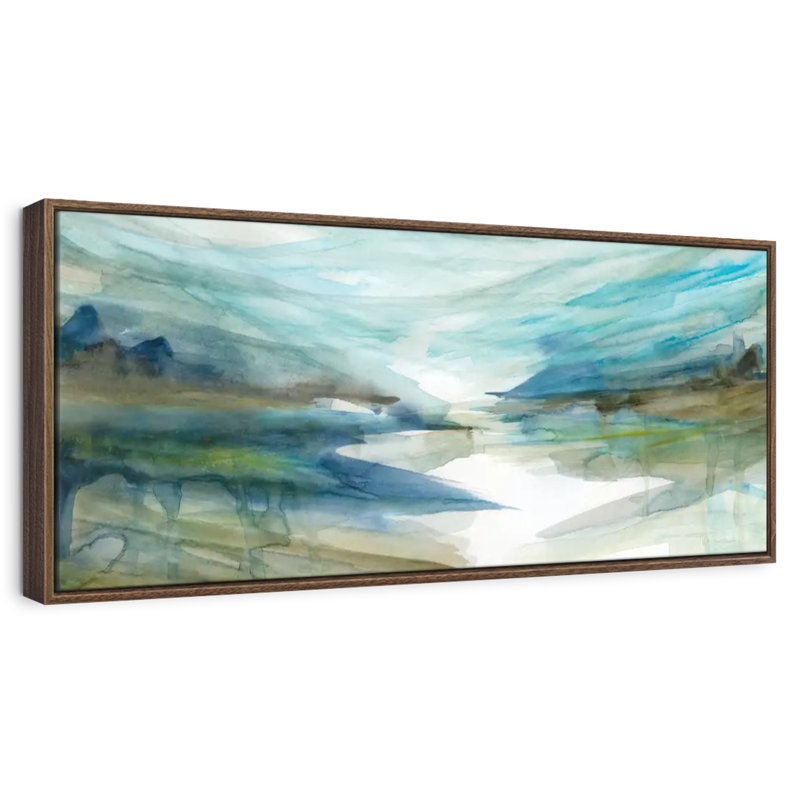 Spring Reflection II, 46" X 16", Floating Frame Walnut