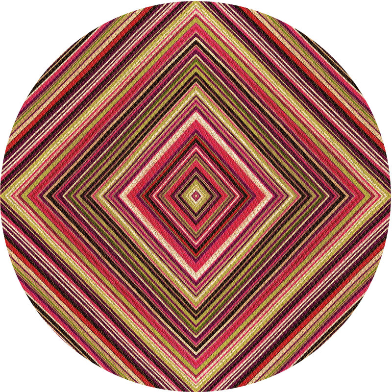 Tapis 100% lavable à la machine à motifPAT1444ORG, Rond 5 pi