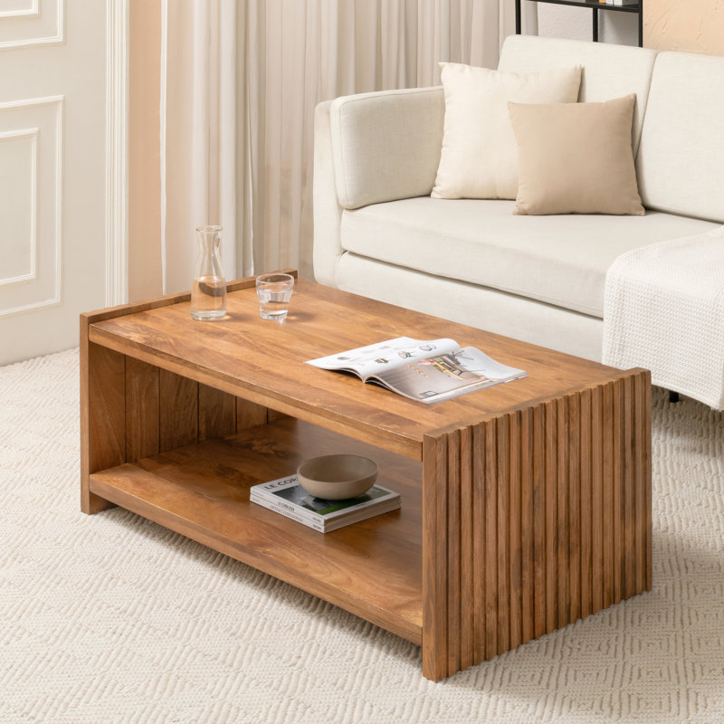 Nerys Solid Wood Coffee Table, Midtone miel