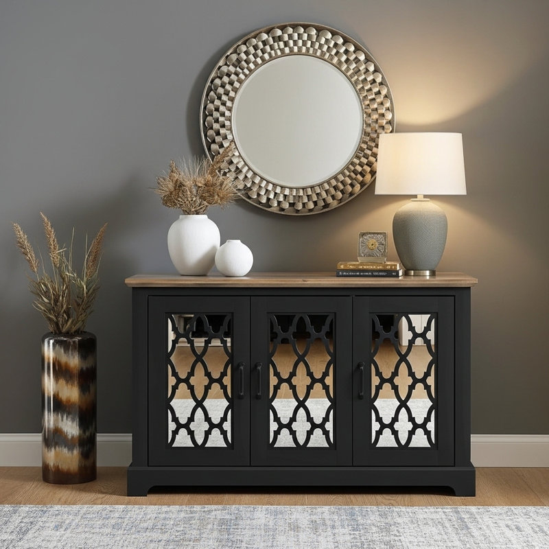 Chessani 45.7'' Sideboard, Black/Knotty Oak