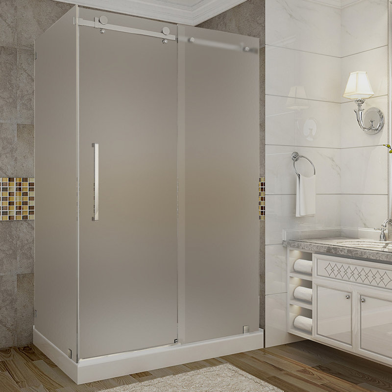 Moselle 48" x 77.5" Frameless Frosted Tempered Glass Shower Enclosure