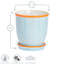 Nicola Spring - Hand-Printed Plant Pot with Saucer - 20.5cm - Blue-112601030