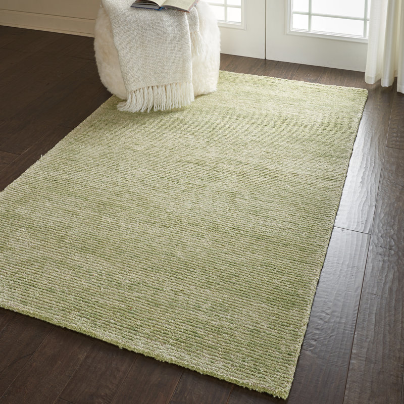 Tapis vert citron touffeté à la main Zendejas, Rectangle 5 pi 3 po x 7 pi 5 po