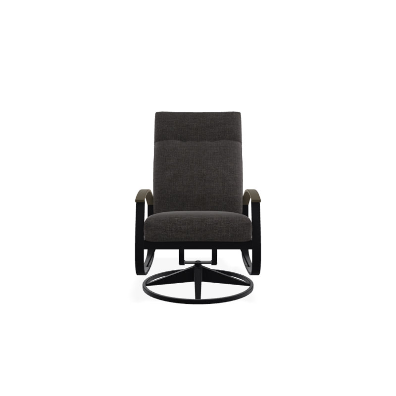 Chaise berçante pivotante réglable avec coussins Askar, Mélange anthracite, Bois de plage P40, Noir texturé