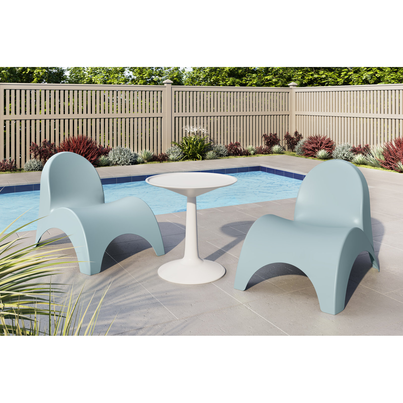 Ameswood 25" Patio Chaise Lounge Set, Blue/White