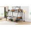 Lit superposé simple au-dessus d'un lit double avec cadre en acier de style moderne avec barrière de sécurité, échelle intégrée pour chambre à coucher, dortoir