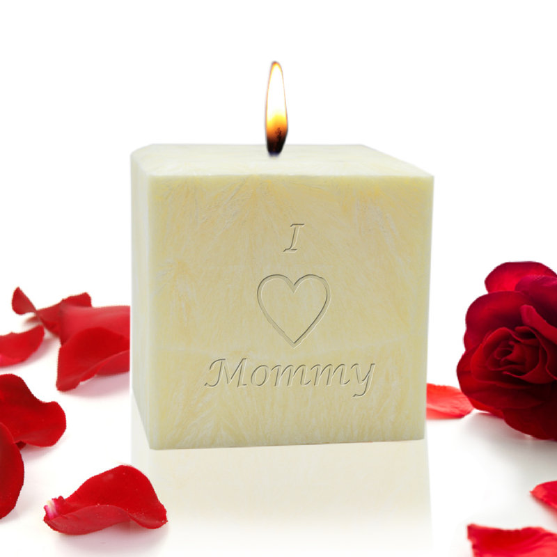 Bougie de votive sans parfum i love maman, H 3 po x l 3 po x P 3 po