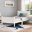 Lit plateforme simple en bois massif blanc Sleigh Silhouette pour chambre d'amis, style minimaliste convenant à la plupart des matelas simples-129382349-129382352