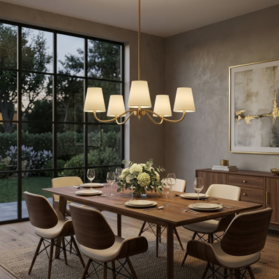 5-Light Chandelier with Fabric Shades