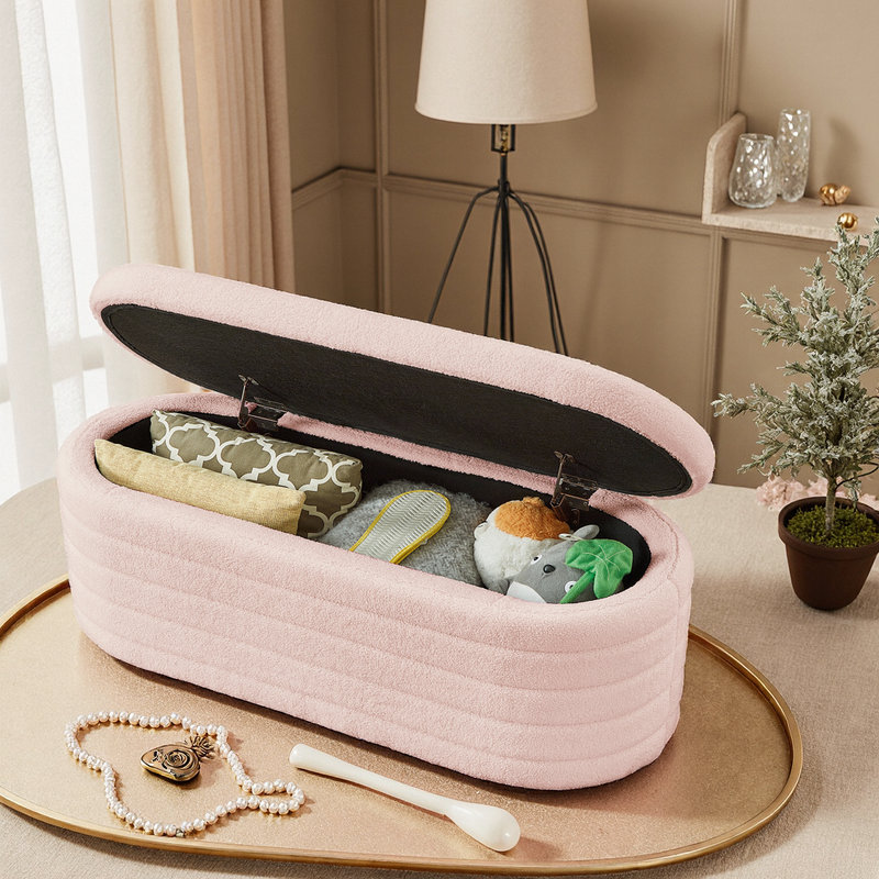 Banc de rangement ovale avec repose-pieds, Pink