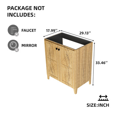 30-inch Floor-standing Bathroom Cabinet Without Basin - Assembly, Carb2 , Matte Finish, Cushioning Hinges, Dark Yellow, 28.61 In Depth, 17.84 Width, 33.87 Height, 66.07 Lb Foldable Basin,