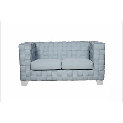 Saree Light Teal Chenille & White Finish Loveseat With Pocket Coil Comfort And Durable Design