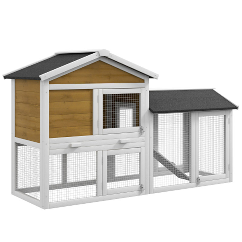 Cage à lapin, H 33 po x l 21,3 po x P 57,8 po, Bois naturel