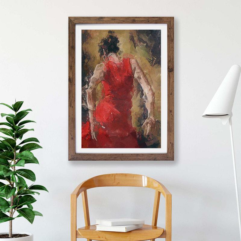 Spanish Flamenco Dancer - Framed Print, 62cm H x 87cm W x 2cm D, Walnut