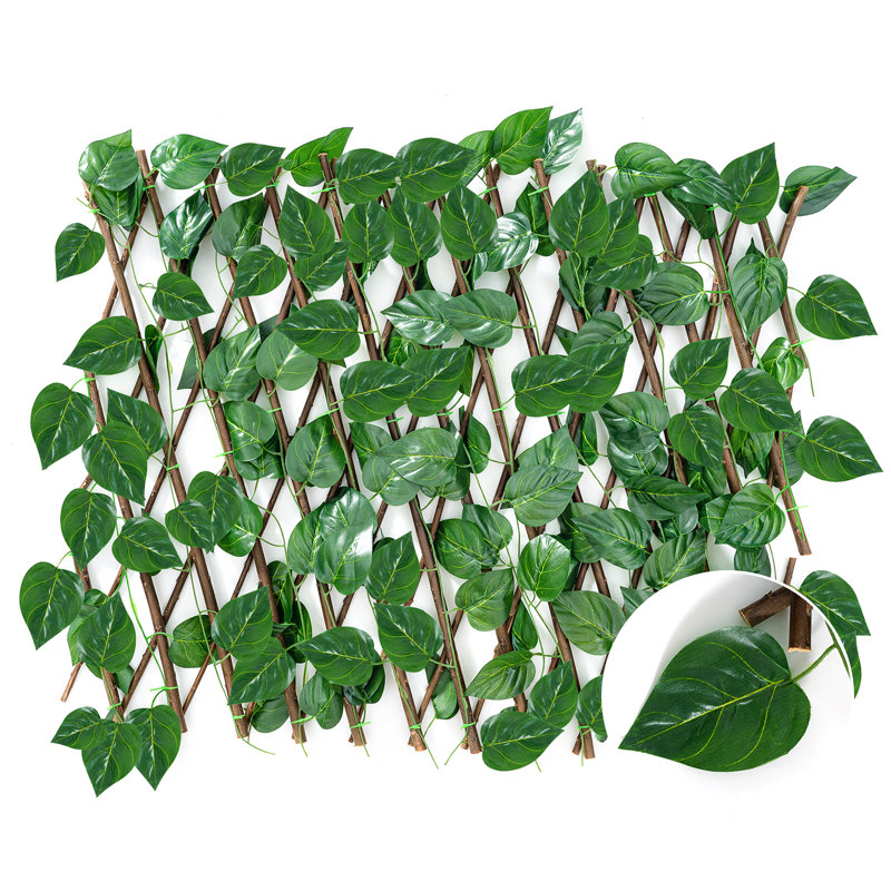 Cloison d'intimité extensible extensible artificielle en forme de feuille de lierre